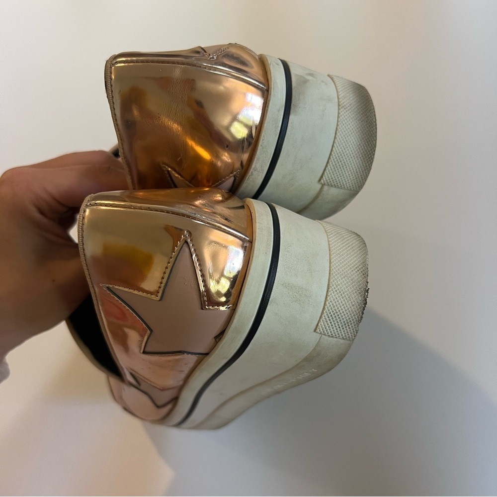 Stella McCartney Metallic Rose Gold Binx Star Platform Slip On Sneakers - Picture 7 of 8